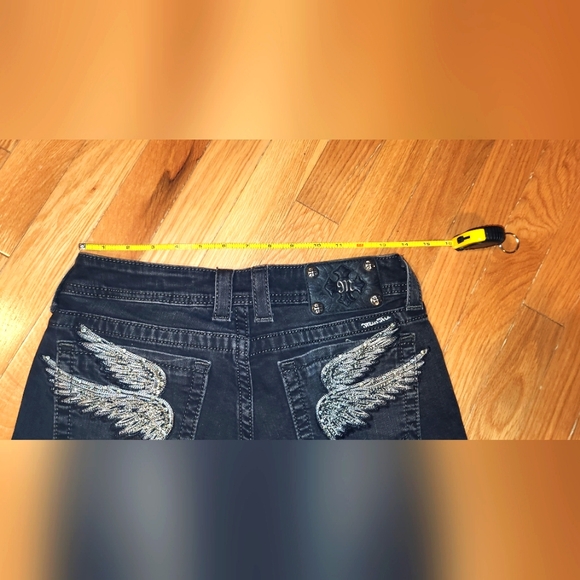 2PC MISS ME JEANS BLING WINGS SIZE 29 SKINNY & BOOT METALLIC NO SEPARATING - Picture 10 of 16